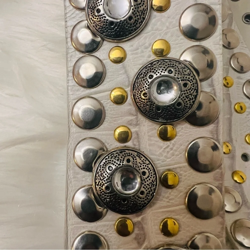 Nannini Cream and Silver Studded Belt